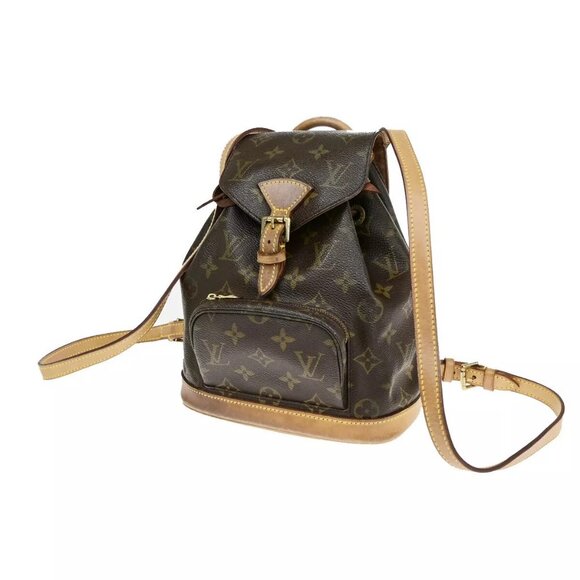 LOUIS VUITTON Mini Montsouris Backpack Bag Monogram Leather Brown - Picture 1 of 16